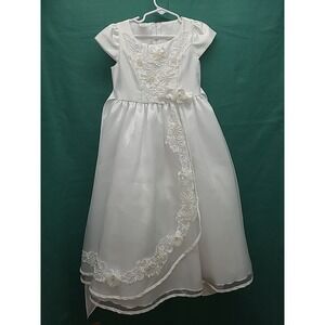First Communion Flower Girl Dress Beaded Sequins KID Connection sz 4 Made in USA